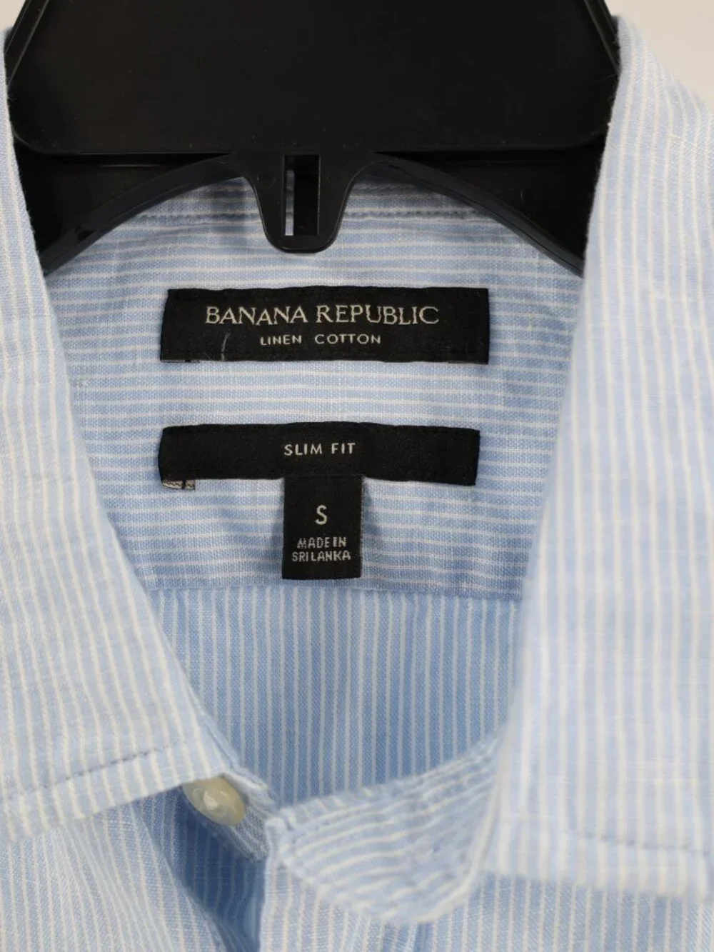 NWT Banana Republic Shirt Mens Small Linen Cotton Slim Fit Striped Short Sleeve